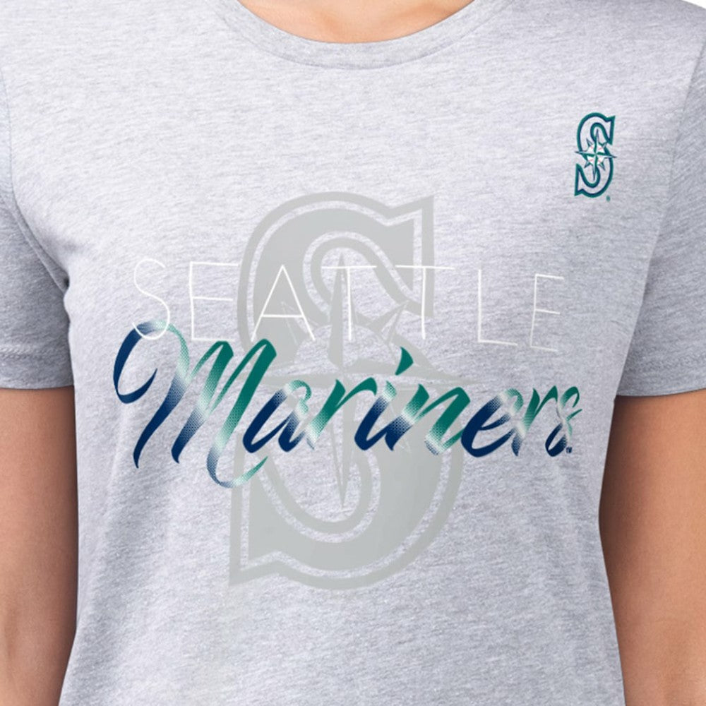 Seattle Mariners G-III 4Her by Carl Banks Women's Super-Slim Fit Lightweight Shadow Logo Graphic T-Shirt - Heather Gray T-shirts