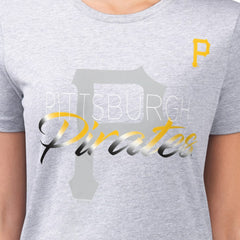 Pittsburgh Pirates G-III 4Her by Carl Banks Women's Super-Slim Fit Lightweight Shadow Logo Graphic T-Shirt - Heather Gray T-shirts