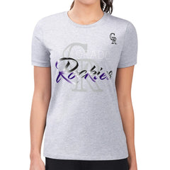 Colorado Rockies G-III 4Her by Carl Banks Women's Super-Slim Fit Lightweight Shadow Logo Graphic T-Shirt - Heather Gray T-shirts
