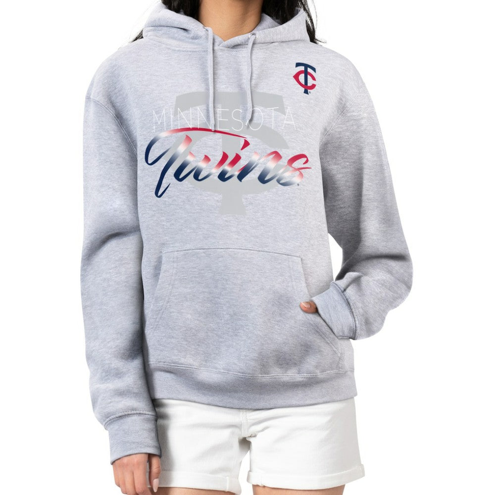 Minnesota Twins G-III 4Her by Carl Banks Women's Shadow Logo Graphic Pullover Hoodie - Heather Gray Hoodies