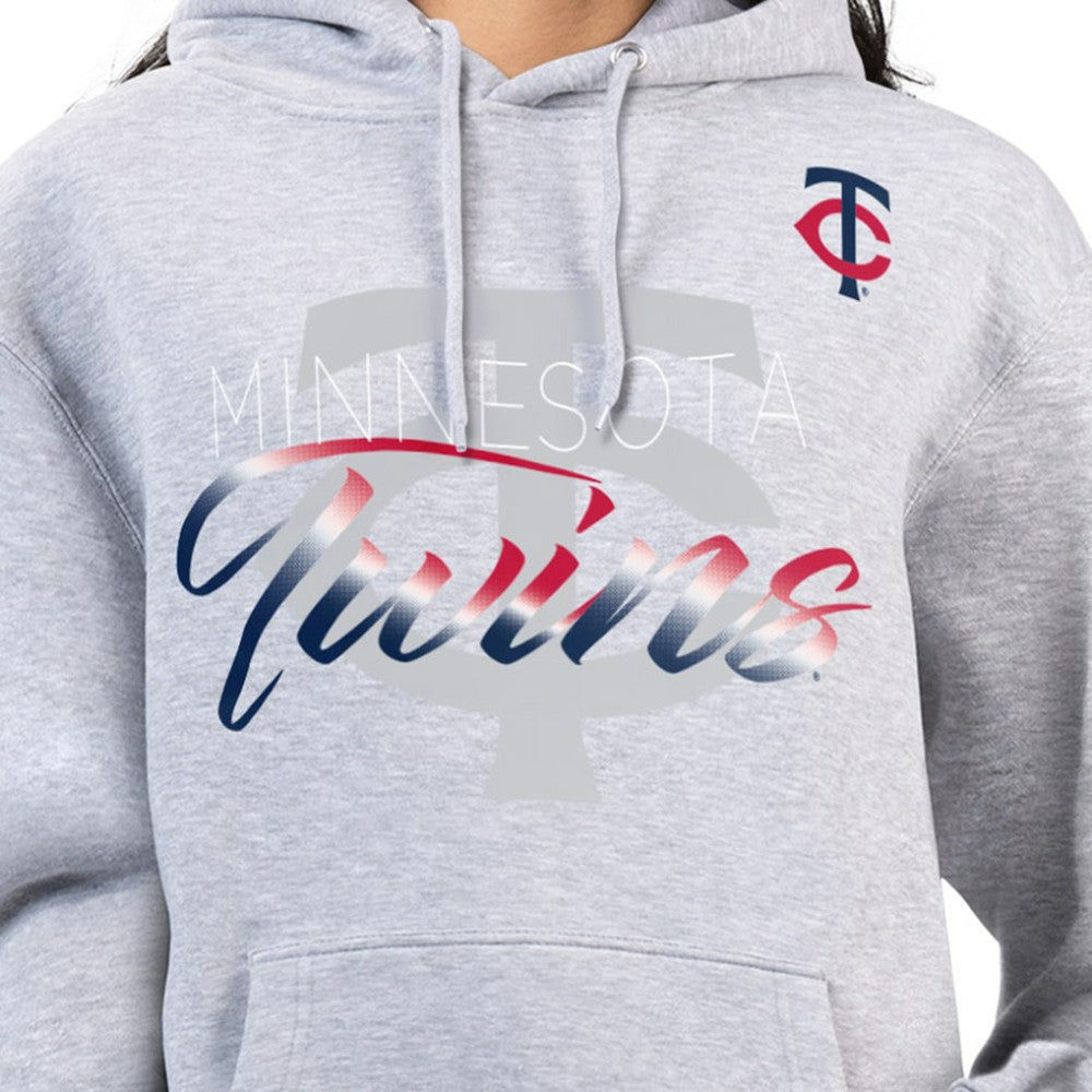 Minnesota Twins G-III 4Her by Carl Banks Women's Shadow Logo Graphic Pullover Hoodie - Heather Gray Hoodies