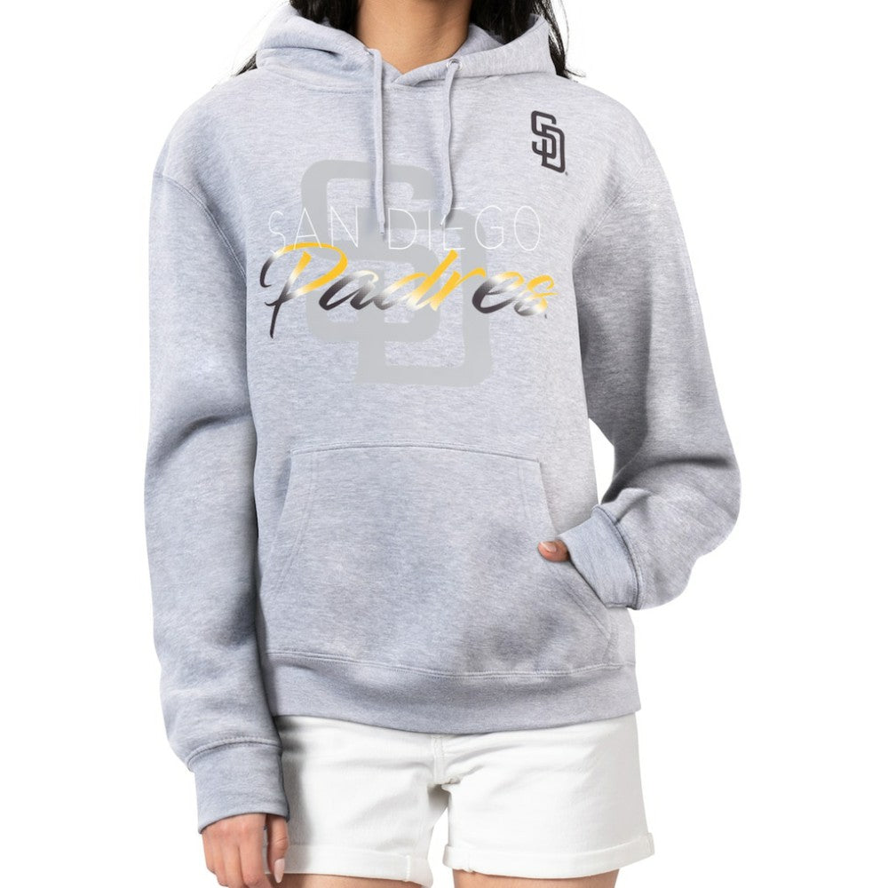 San Diego Padres G-III 4Her by Carl Banks Women's Shadow Logo Graphic Pullover Hoodie - Heather Gray Hoodies
