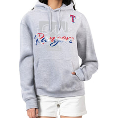 Texas Rangers G-III 4Her by Carl Banks Women's Shadow Logo Graphic Pullover Hoodie - Heather Gray Hoodies