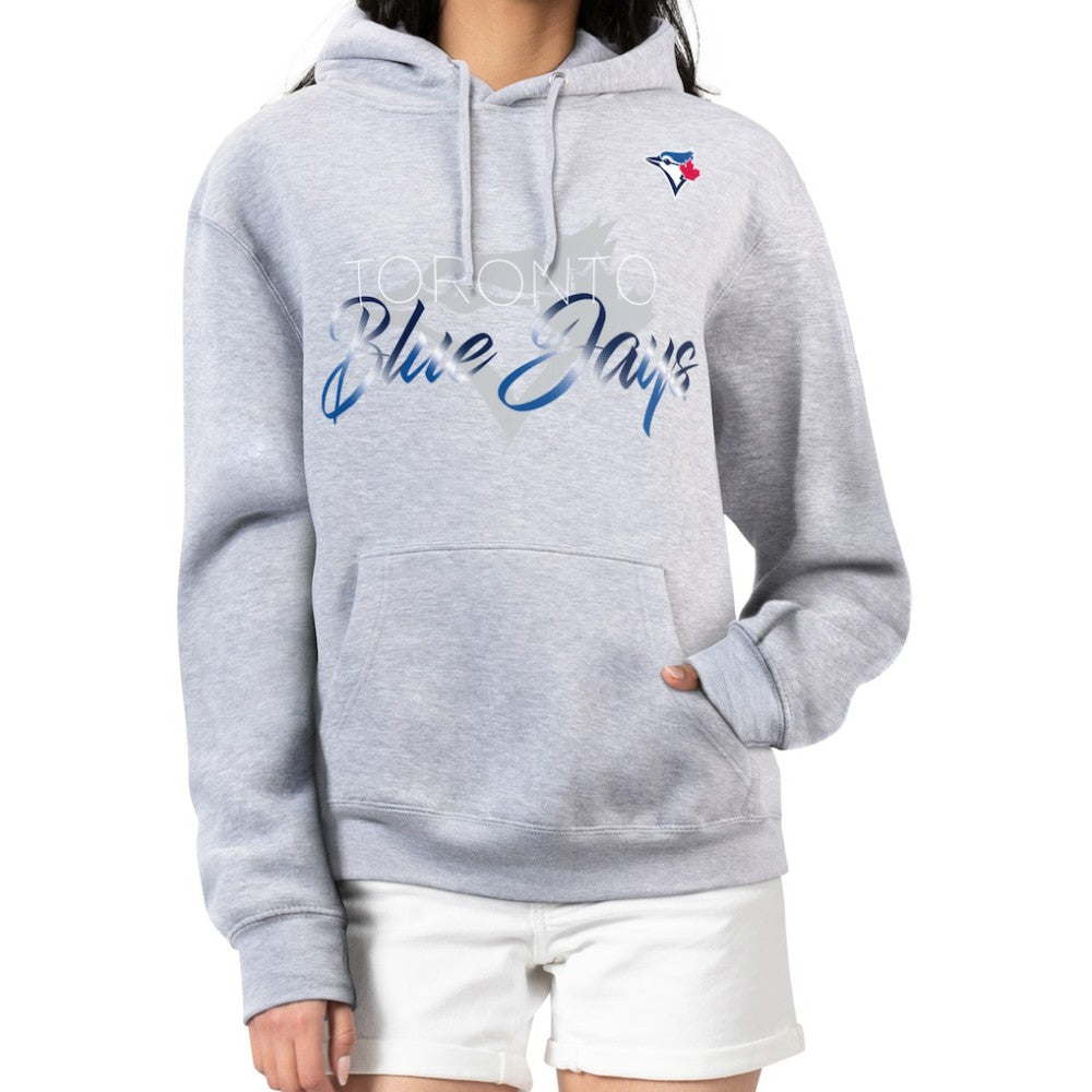 Toronto Blue Jays G-III 4Her by Carl Banks Women's Shadow Logo Graphic Pullover Hoodie - Heather Gray Hoodies