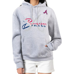 Atlanta Braves G-III 4Her by Carl Banks Women's Shadow Logo Graphic Pullover Hoodie - Heather Gray Hoodies