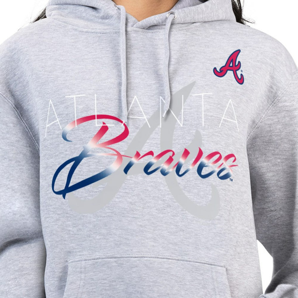 Atlanta Braves G-III 4Her by Carl Banks Women's Shadow Logo Graphic Pullover Hoodie - Heather Gray Hoodies