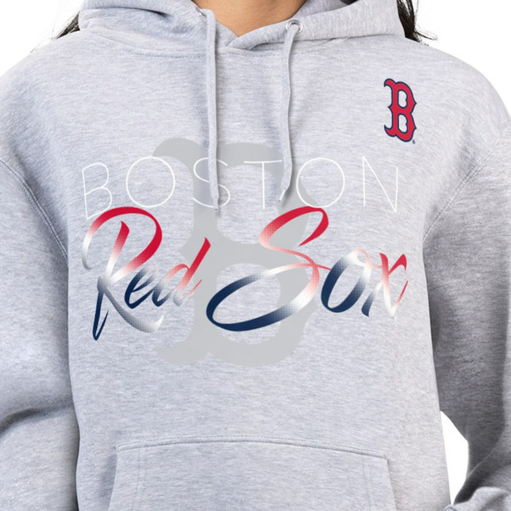Boston Red Sox G-III 4Her by Carl Banks Women's Shadow Logo Graphic Pullover Hoodie - Heather Gray Hoodies