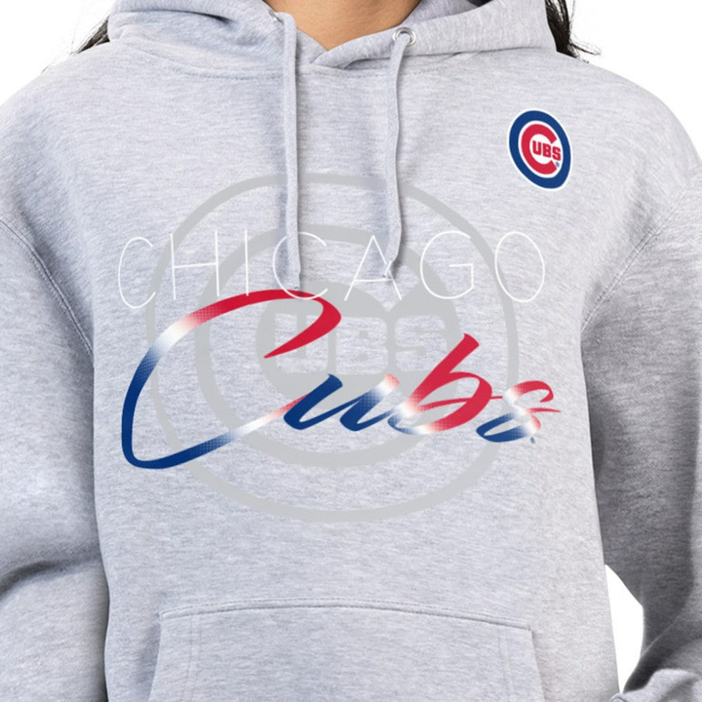 Chicago Cubs G-III 4Her by Carl Banks Women's Shadow Logo Graphic Pullover Hoodie - Heather Gray Hoodies