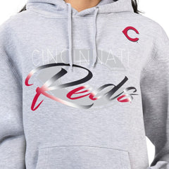 Cincinnati Reds G-III 4Her by Carl Banks Women's Shadow Logo Graphic Pullover Hoodie - Heather Gray Hoodies