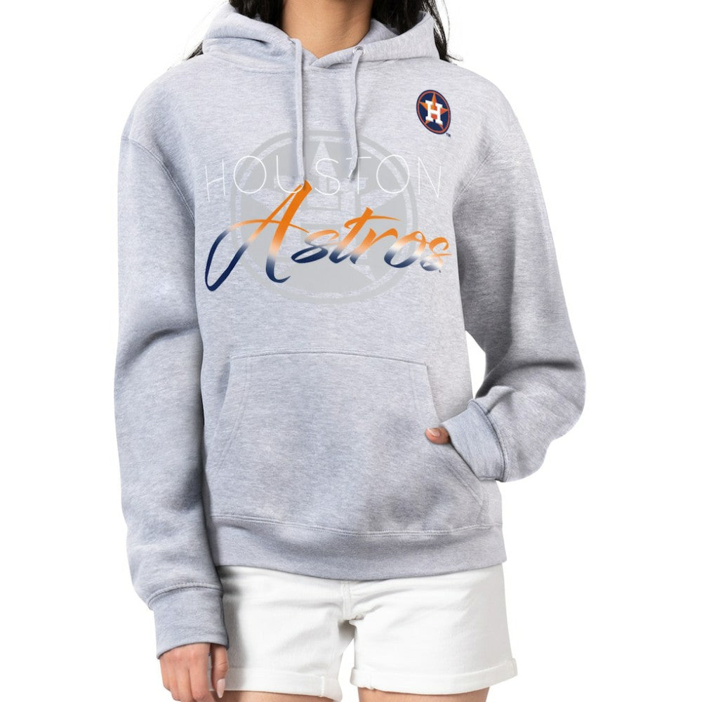 Houston Astros G-III 4Her by Carl Banks Women's Shadow Logo Graphic Pullover Hoodie - Heather Gray Hoodies