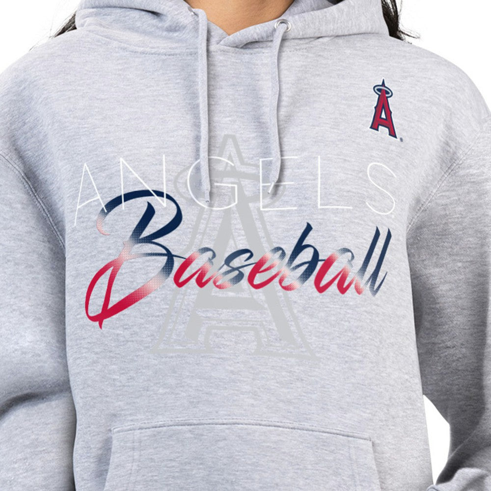 Los Angeles Angels G-III 4Her by Carl Banks Women's Shadow Logo Graphic Pullover Hoodie - Heather Gray Hoodies