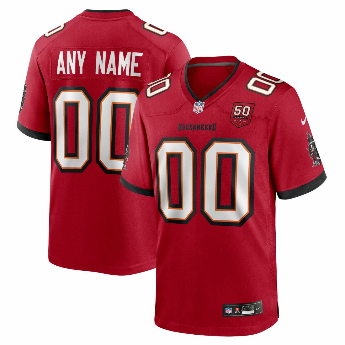 Tampa Bay Buccaneers 50th Season Custom Game Jersey - Red Jerseys
