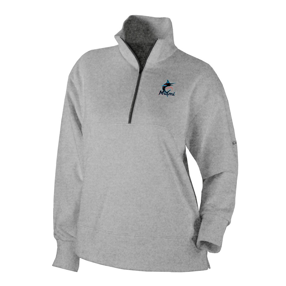Miami Marlins Columbia Women's Birchwood Hills Quarter-Zip Pullover - Gray Pullover