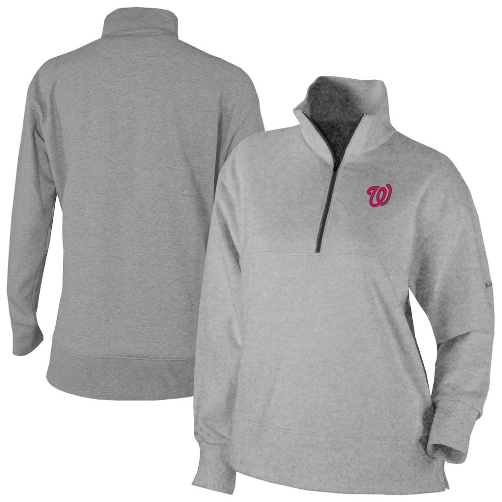 Washington Nationals Columbia Women's Birchwood Hills Quarter-Zip Pullover - Gray Pullover