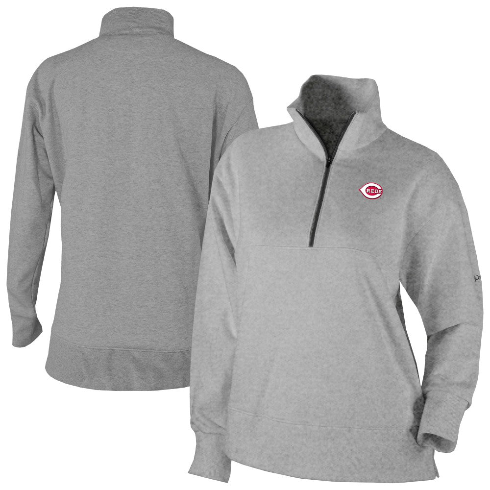 Cincinnati Reds Columbia Women's Birchwood Hills Quarter-Zip Pullover - Gray Pullover