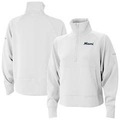 Miami Marlins Columbia Women's Wickhams Hills Raglan Omni-Wick Quarter-Zip Pullover - White Pullover