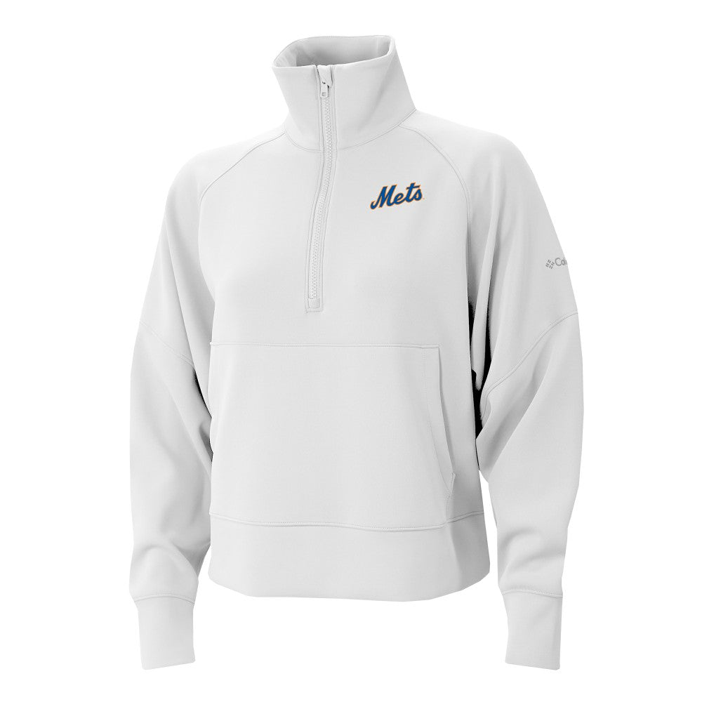 New York Mets Columbia Women's Wickhams Hills Raglan Omni-Wick Quarter-Zip Pullover - White Pullover