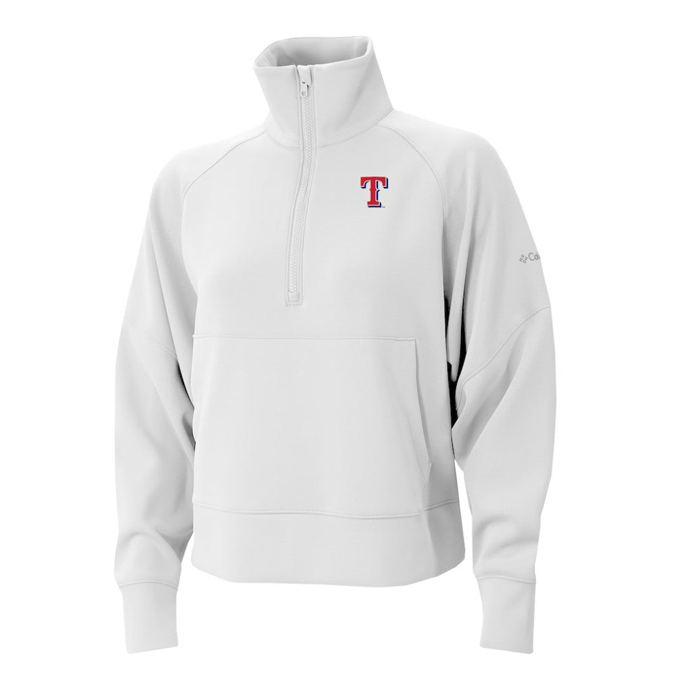 Texas Rangers Columbia Women's Wickhams Hills Raglan Omni-Wick Quarter-Zip Pullover - White Pullover