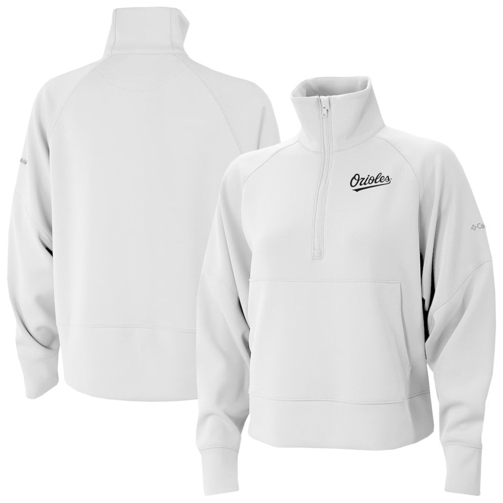 Baltimore Orioles Columbia Women's Wickhams Hills Raglan Omni-Wick Quarter-Zip Pullover - White Pullover