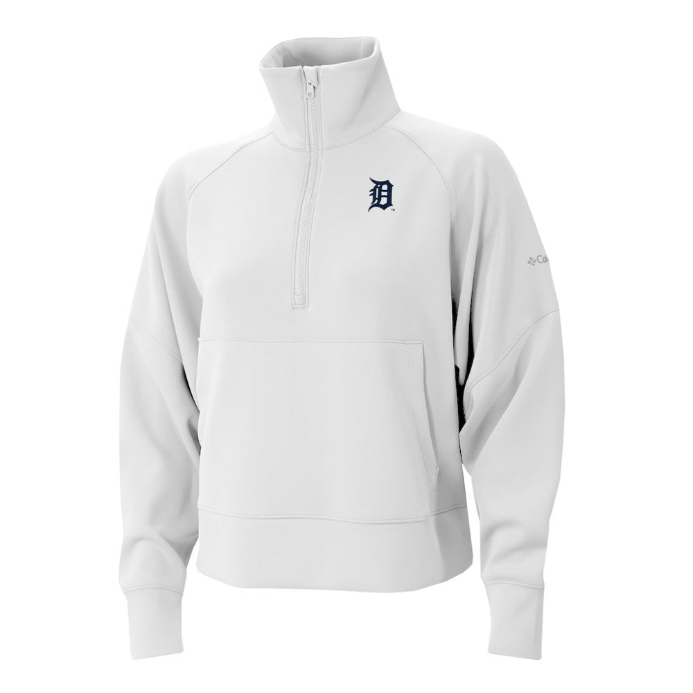 Detroit Tigers Columbia Women's Wickhams Hills Raglan Omni-Wick Quarter-Zip Pullover - White Pullover