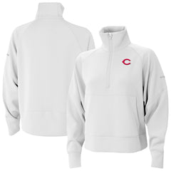 Cincinnati Reds Columbia Women's Wickhams Hills Raglan Omni-Wick Quarter-Zip Pullover - White Pullover