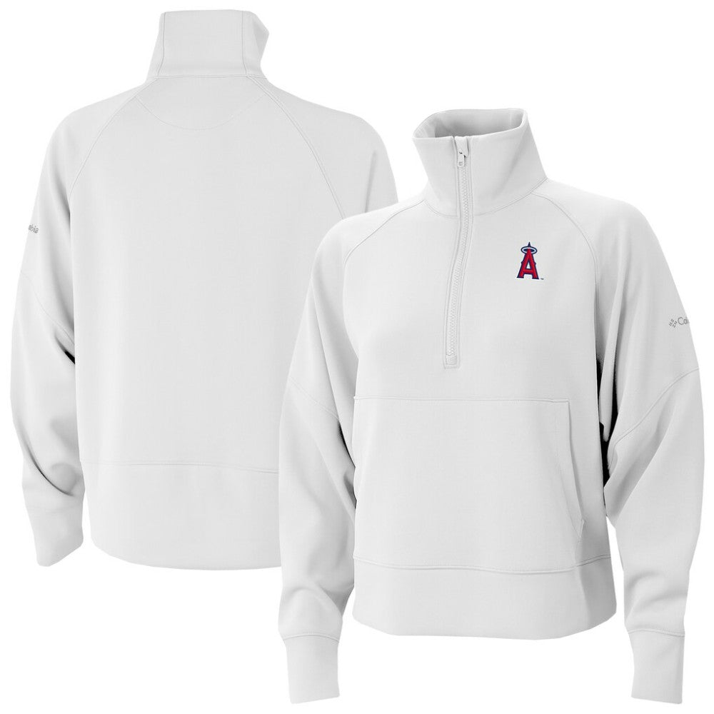Los Angeles Angels Columbia Women's Wickhams Hills Raglan Omni-Wick Quarter-Zip Pullover - White Pullover
