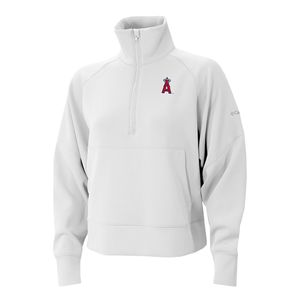 Los Angeles Angels Columbia Women's Wickhams Hills Raglan Omni-Wick Quarter-Zip Pullover - White Pullover