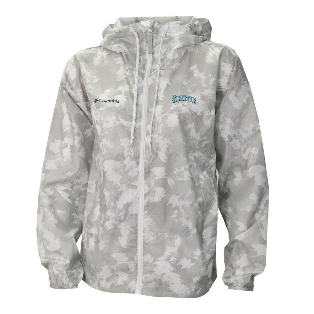 Seattle Mariners Columbia Women's Flash Challenger Full-Zip Hoodie Windbreaker Jacket - Gray/White Jackets