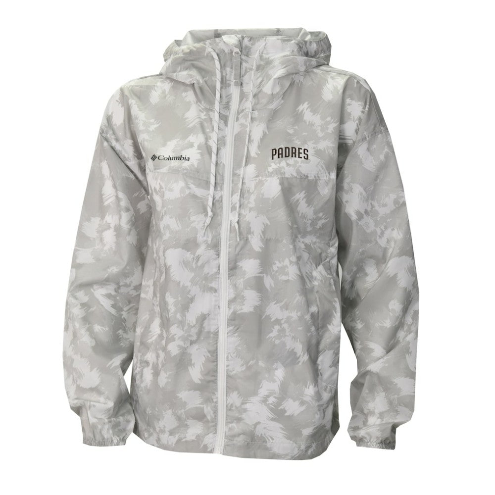 San Diego Padres Columbia Women's Flash Challenger Full-Zip Hoodie Windbreaker Jacket - Gray/White Jackets