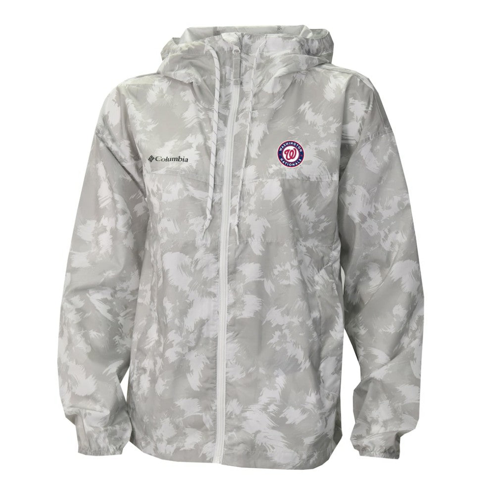 Washington Nationals Columbia Women's Flash Challenger Full-Zip Hoodie Windbreaker Jacket - Gray/White Jackets