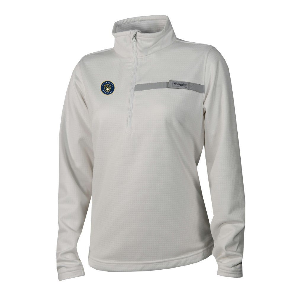 Milwaukee Brewers Columbia Women's Skiff Guide Fleece Half-Zip Pullover Jacket - White Jackets