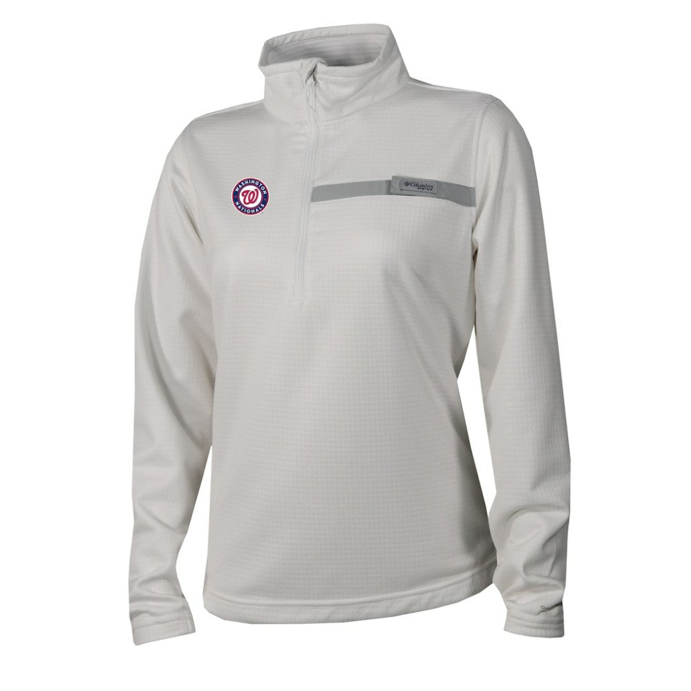 Washington Nationals Columbia Women's Skiff Guide Fleece Half-Zip Pullover Jacket - White Jackets