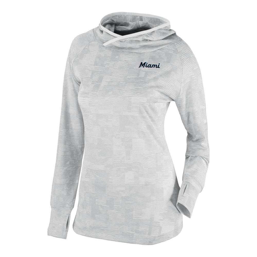 Miami Marlins Columbia Women's Omni-Wick Sunday Ball Raglan Pullover Hoodie - White Hoodies