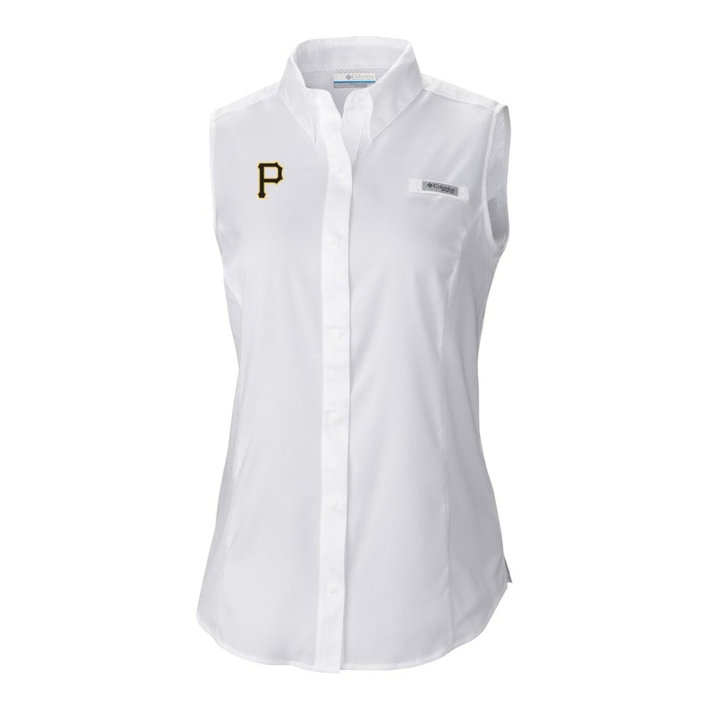Pittsburgh Pirates Columbia Women's Tamiami Sleeveless Shirt - White