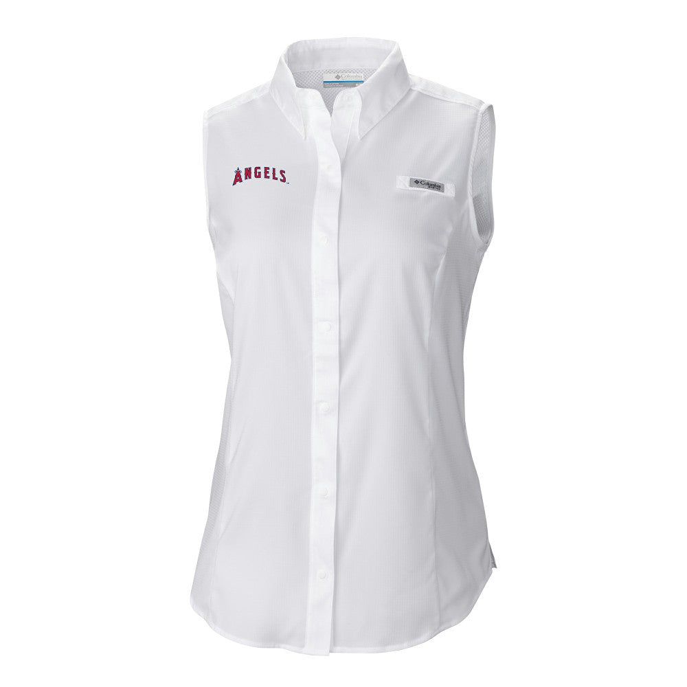 Los Angeles Angels Columbia Women's Tamiami Sleeveless Shirt - White