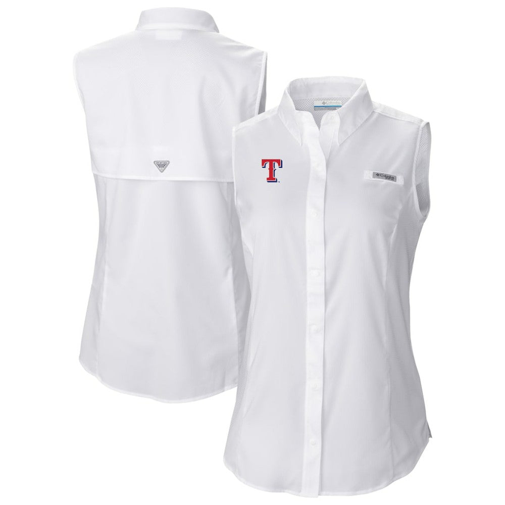 Texas Rangers Columbia Women's Tamiami Sleeveless Shirt - White