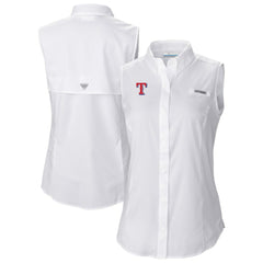 Texas Rangers Columbia Women's Tamiami Sleeveless Shirt - White