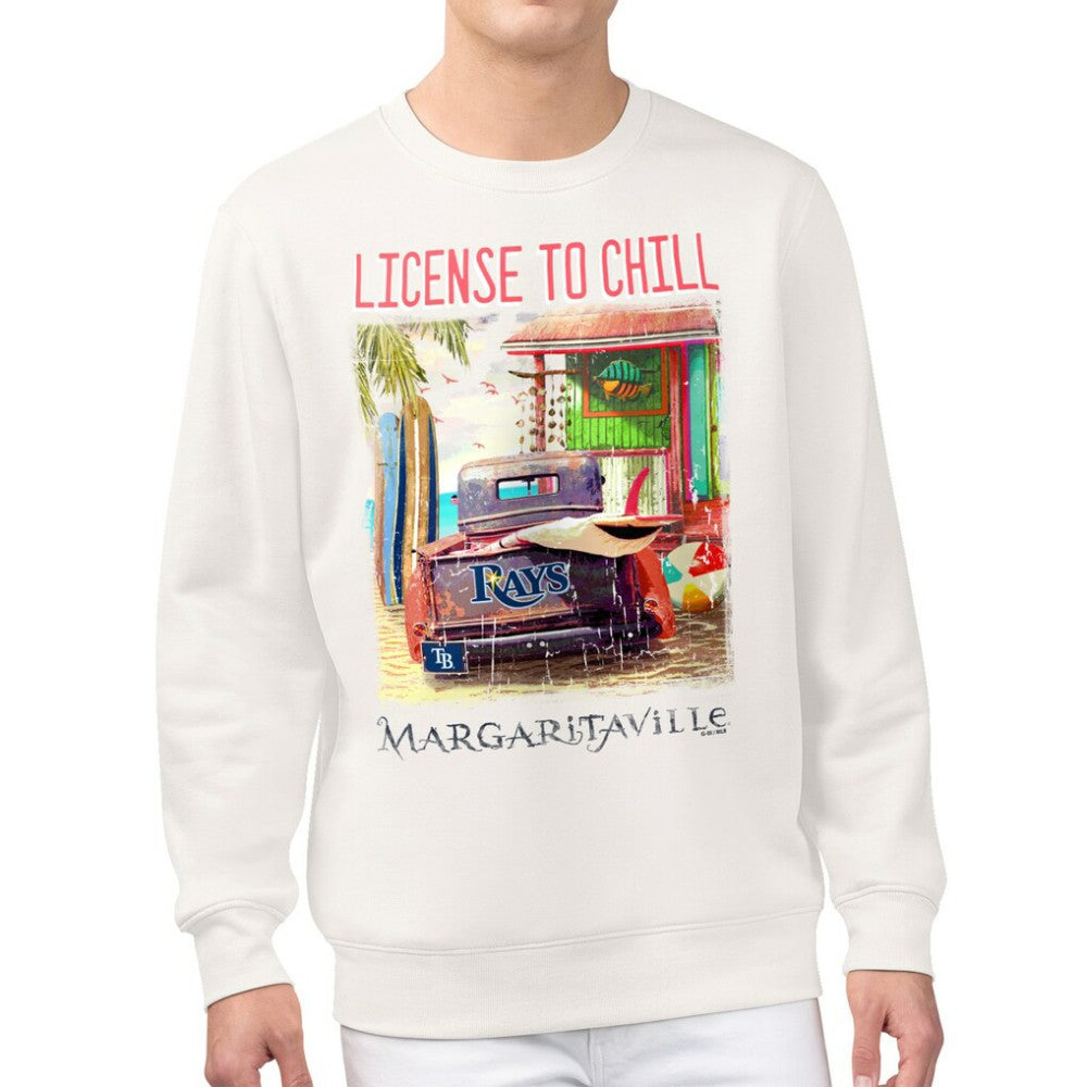 Tampa Bay Rays Margaritaville License to Chill Fleece Sweatshirt - Cream Sweatshirts