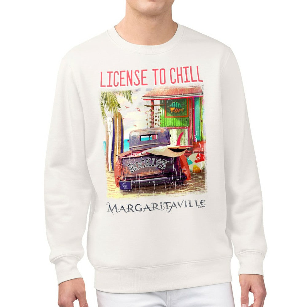 Colorado Rockies Margaritaville License to Chill Fleece Sweatshirt - Cream Sweatshirts