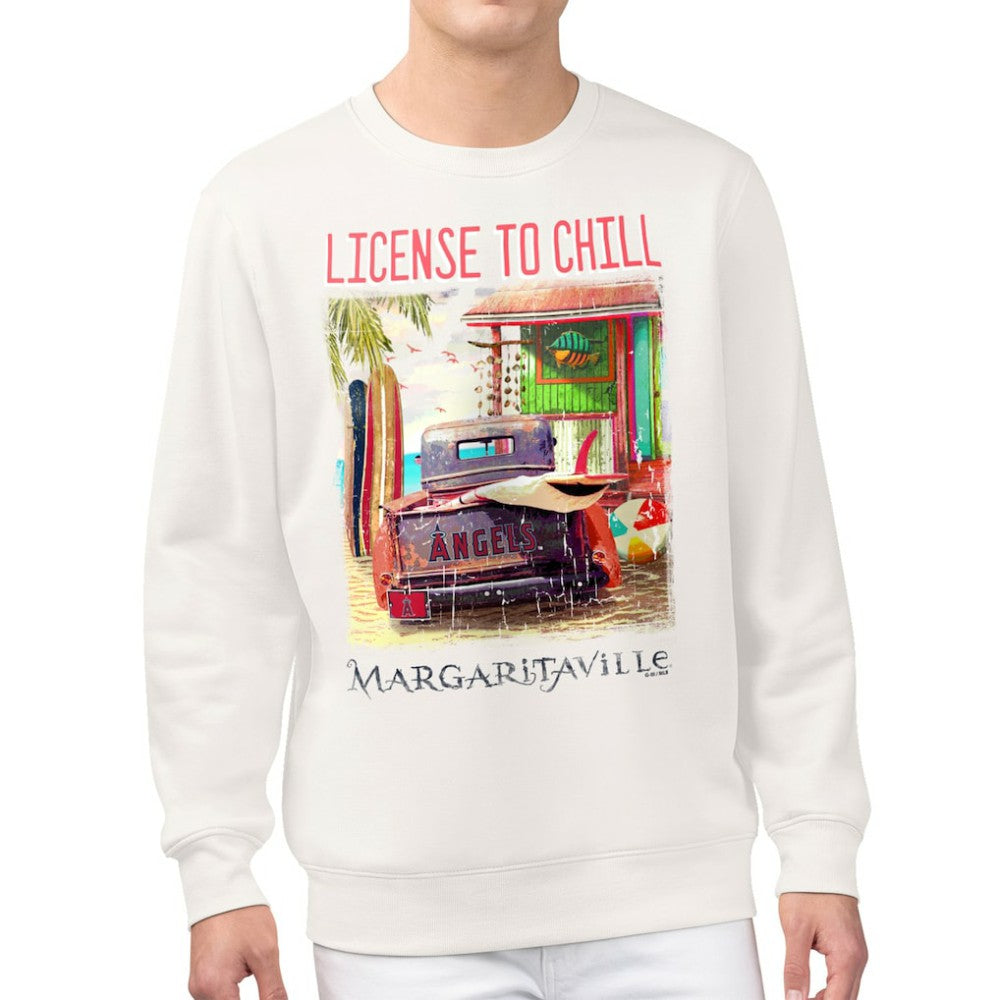 Los Angeles Angels Margaritaville License to Chill Fleece Sweatshirt - Cream Sweatshirts