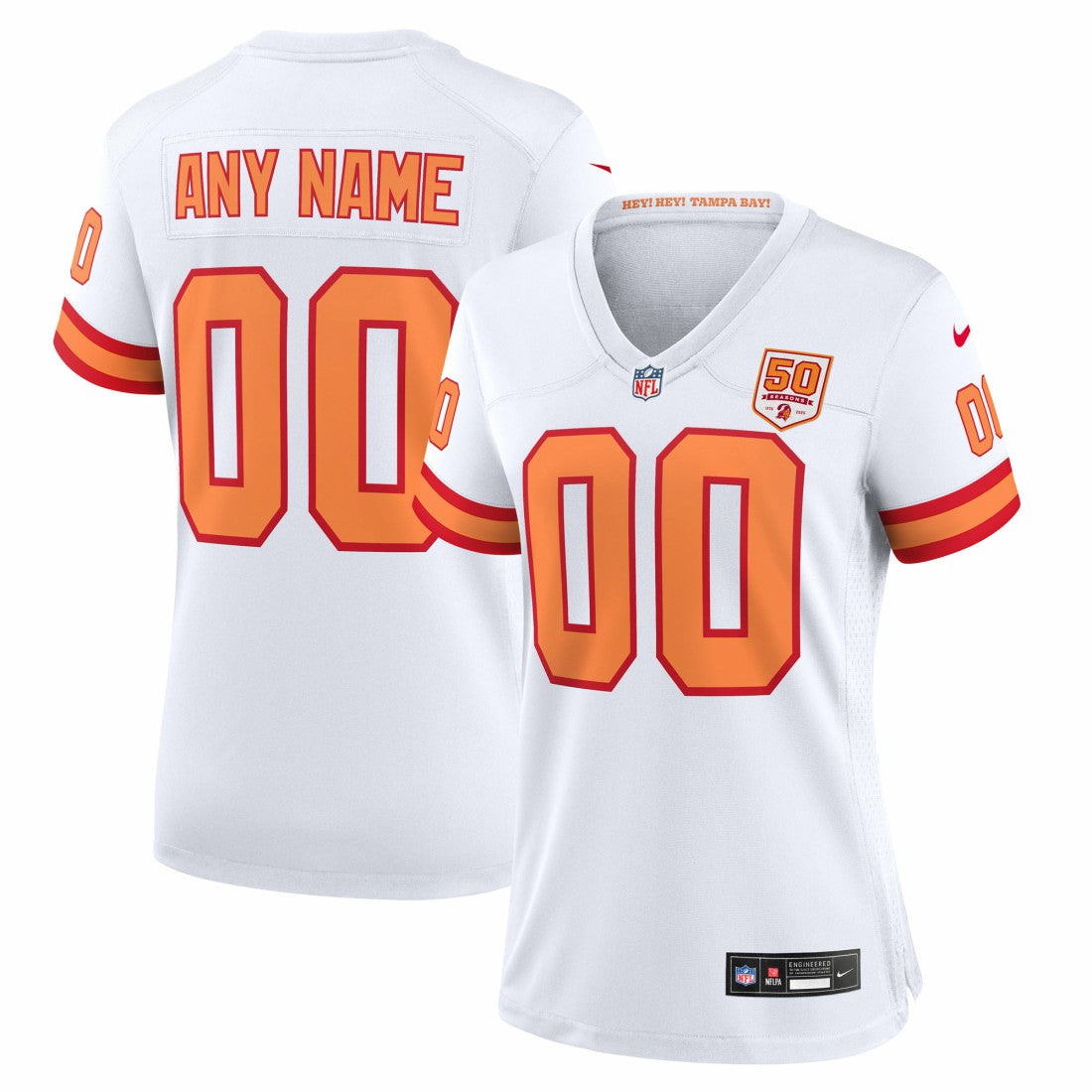 76 Tampa Bay Buccaneers Women's 50th Season Alternate Custom Game Jersey - White Jerseys