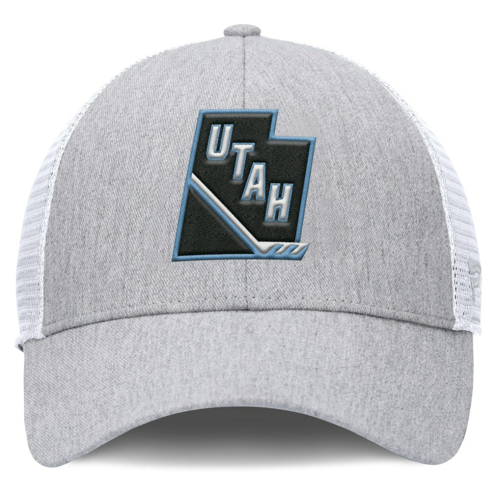 Utah Mammoth Fanatics Utah Badge Trucker Adjustable Hat - Gray/White | US 203122133