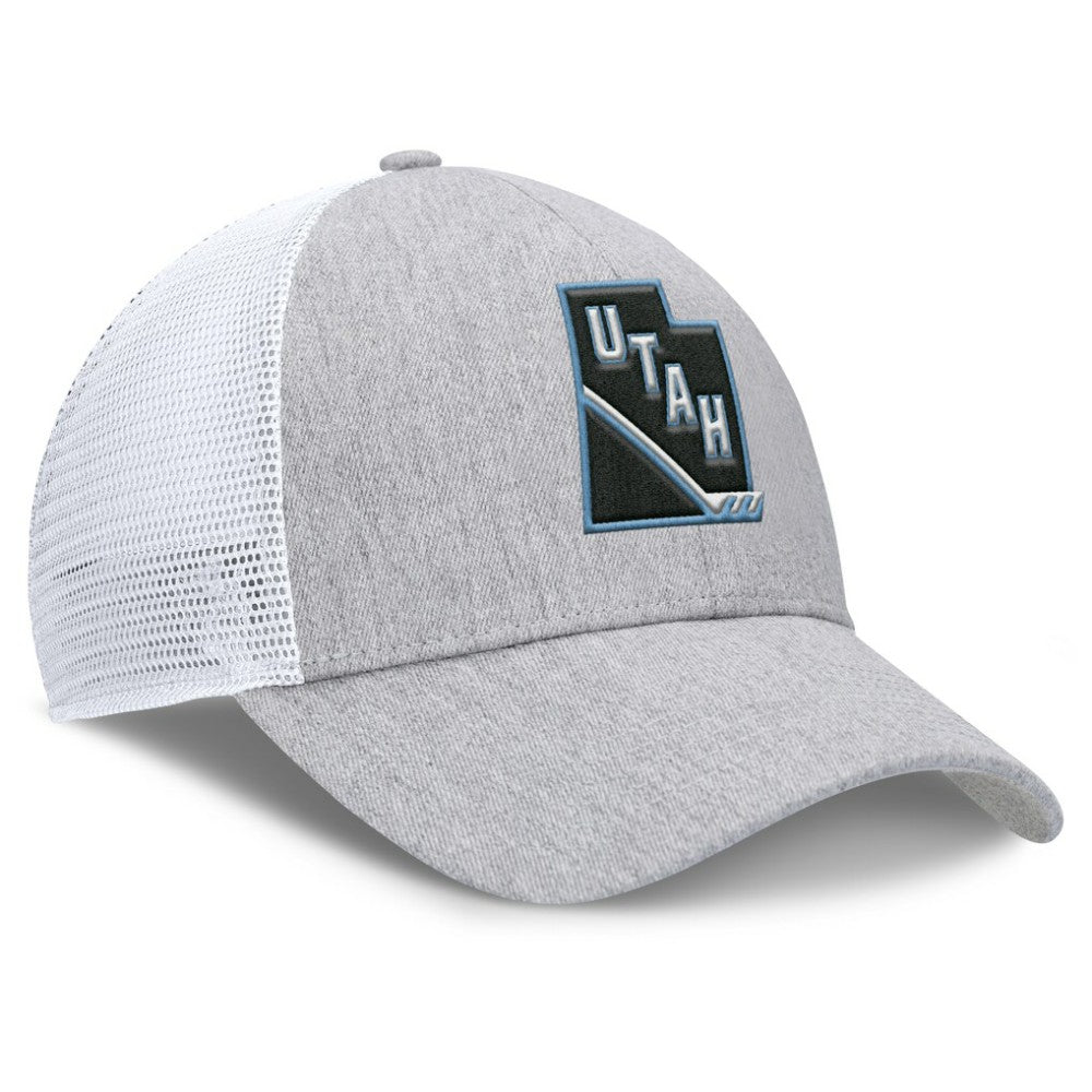 Utah Mammoth Fanatics Utah Badge Trucker Adjustable Hat - Gray/White | US 203122133