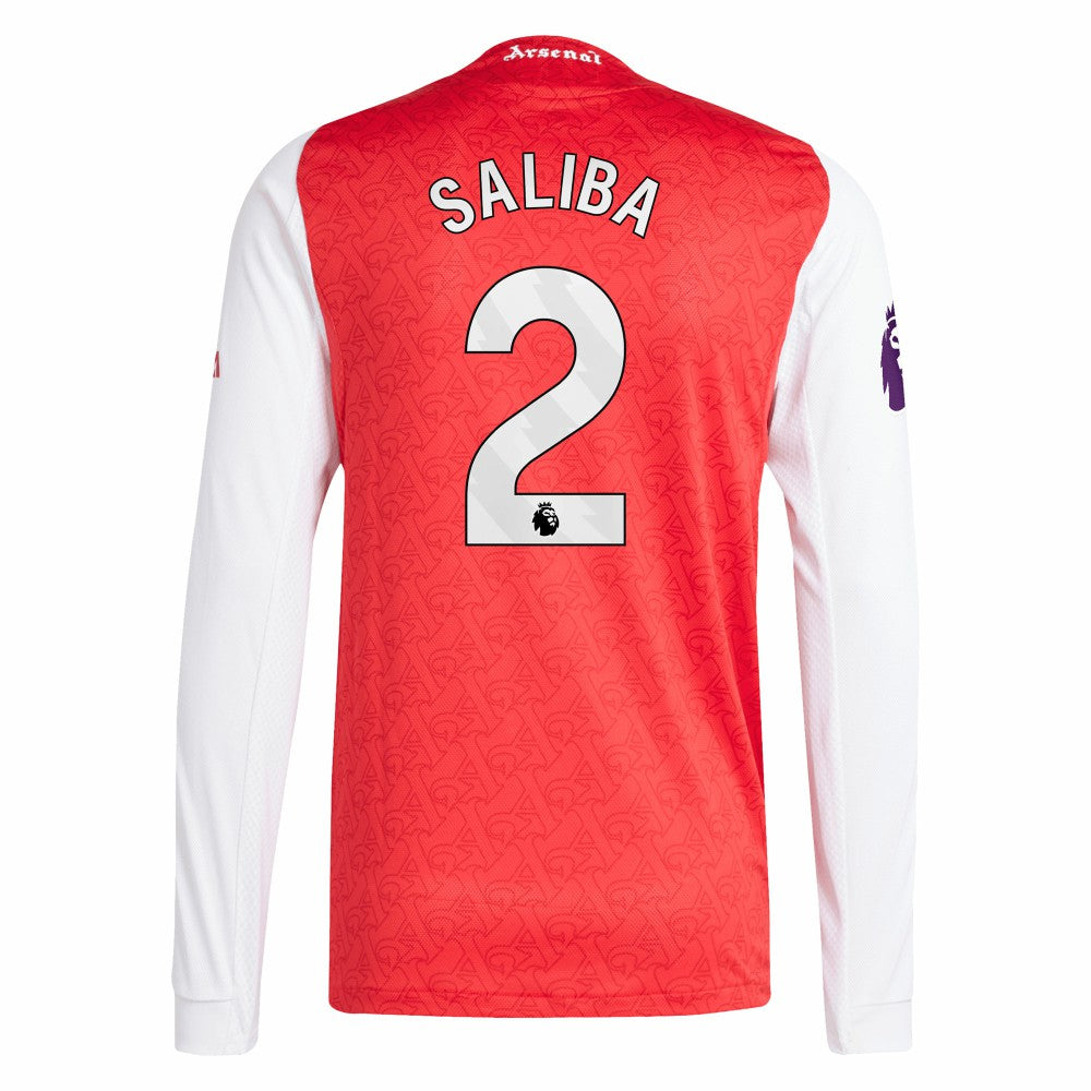 William Saliba Arsenal 2025/26 Home Long Sleeve Player Jersey Red - Adidas on sale
