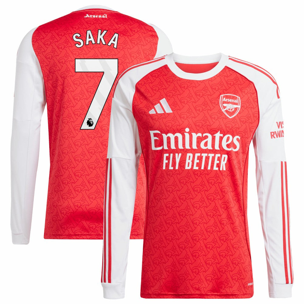 Bukayo Saka Arsenal 2025/26 Home Replica Long Sleeve Player Jersey Red - Adidas for sale