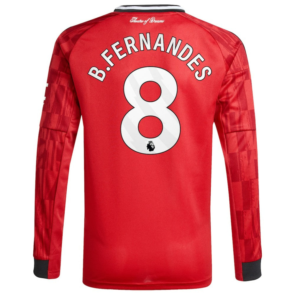 Bruno Fernandes Manchester United Youth Home 2025/26 Replica Player Long Sleeve Jersey Red - Adidas