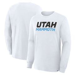 Utah Mammoth Fanatics Wordmark Legacy Long Sleeve T-Shirt - White | US 203124216