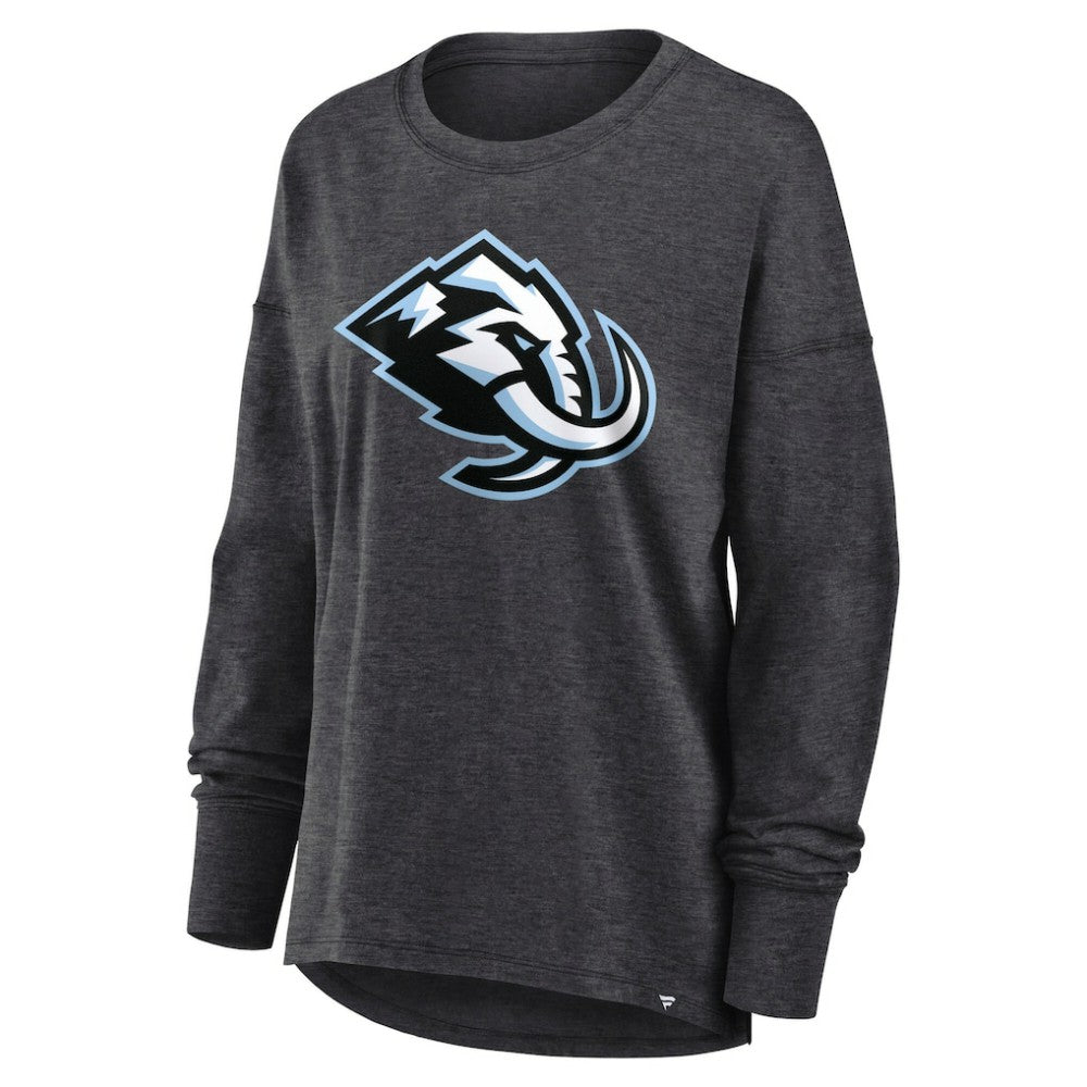 Utah Mammoth Fanatics Women's Primary Logo Legacy Long Sleeve T-Shirt - Heather Charcoal | US 203124254