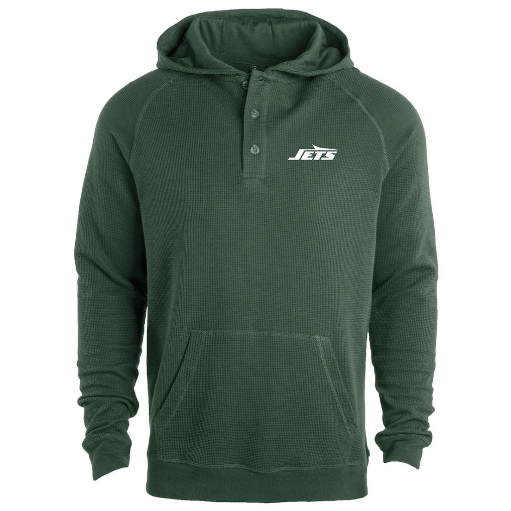 New York Jets Dunbrooke Montana Raglan Thermal Hoodie - Green Hoodies