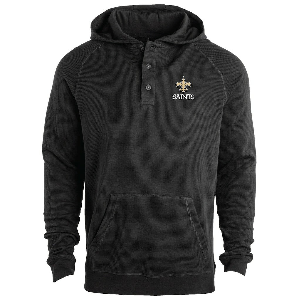 New Orleans Saints Dunbrooke Montana Raglan Thermal Hoodie - Black Hoodies